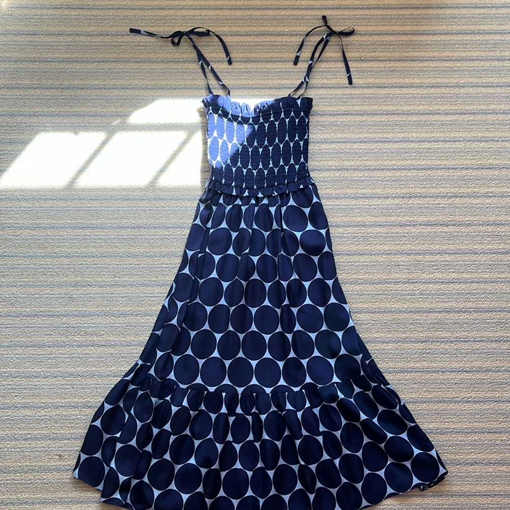 Kate Spade Joy Dot Silk Twill Smocked Dress LIKE NEW Women’s Size Medium M